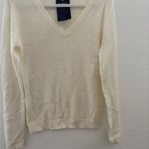 Brandy Melville Cream V-Neck Sweater